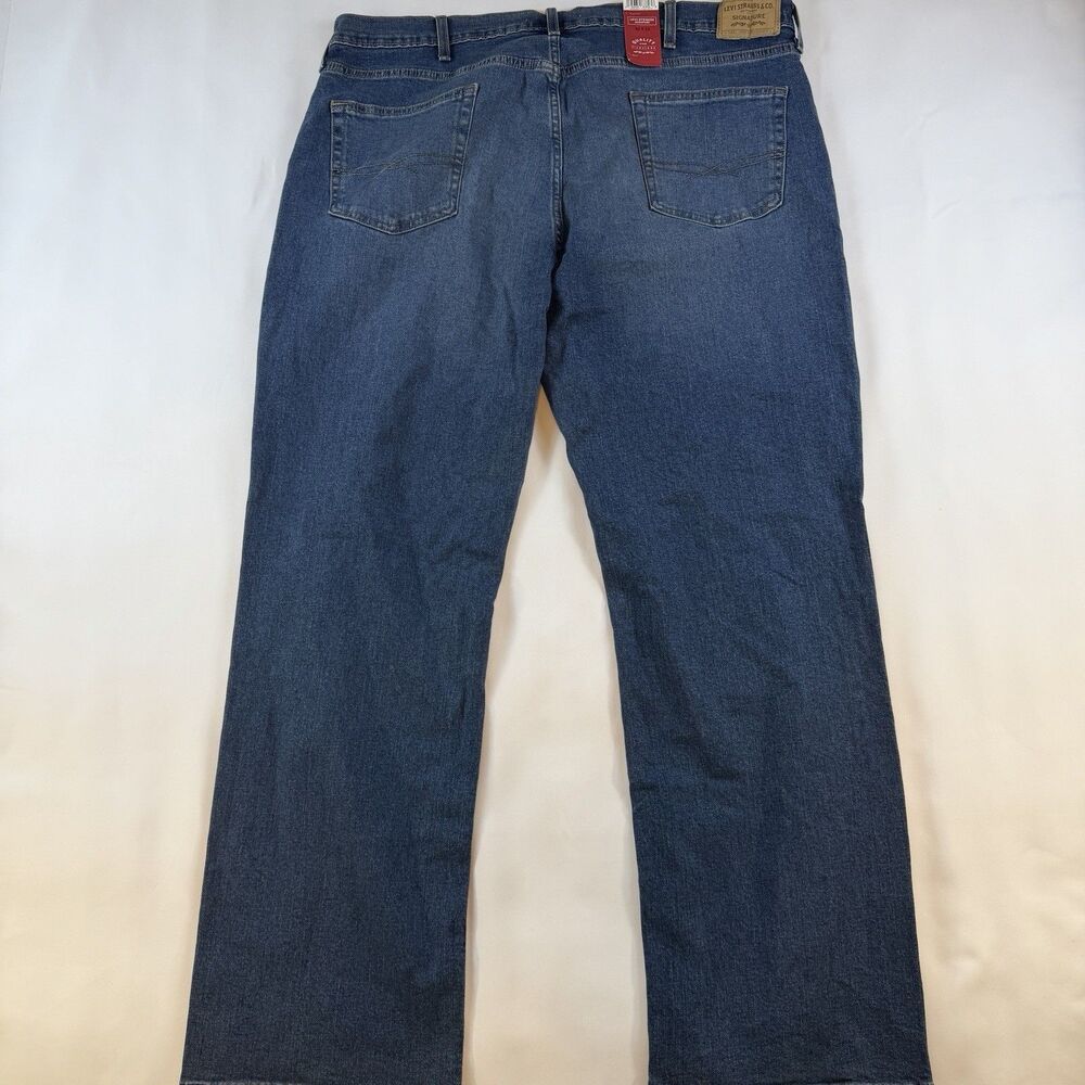 Levi Strauss Signature Gold Men's Relaxed Fit Flex Denim Blue Jeans 42x32 New - Picture 2 of 15